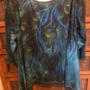 Indigo Soul Intricate Design Top with Shark-bite Hem